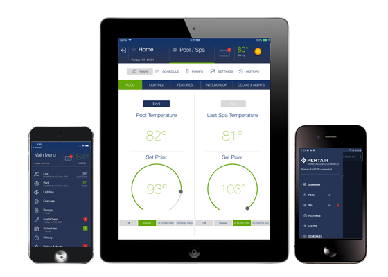 Pentair's optional ScreenLogic2 interface kit to your EasyTouch system, and you can control everything from pool and spa temperatures to jets, lighting, water features and more—right from your favorite mobile digital device.
